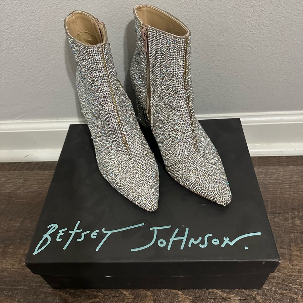 Betsey Johnson Glittering Silver Heeled Boots